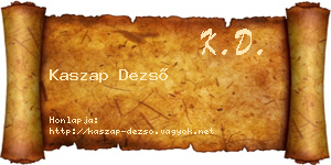 Kaszap Dezső névjegykártya